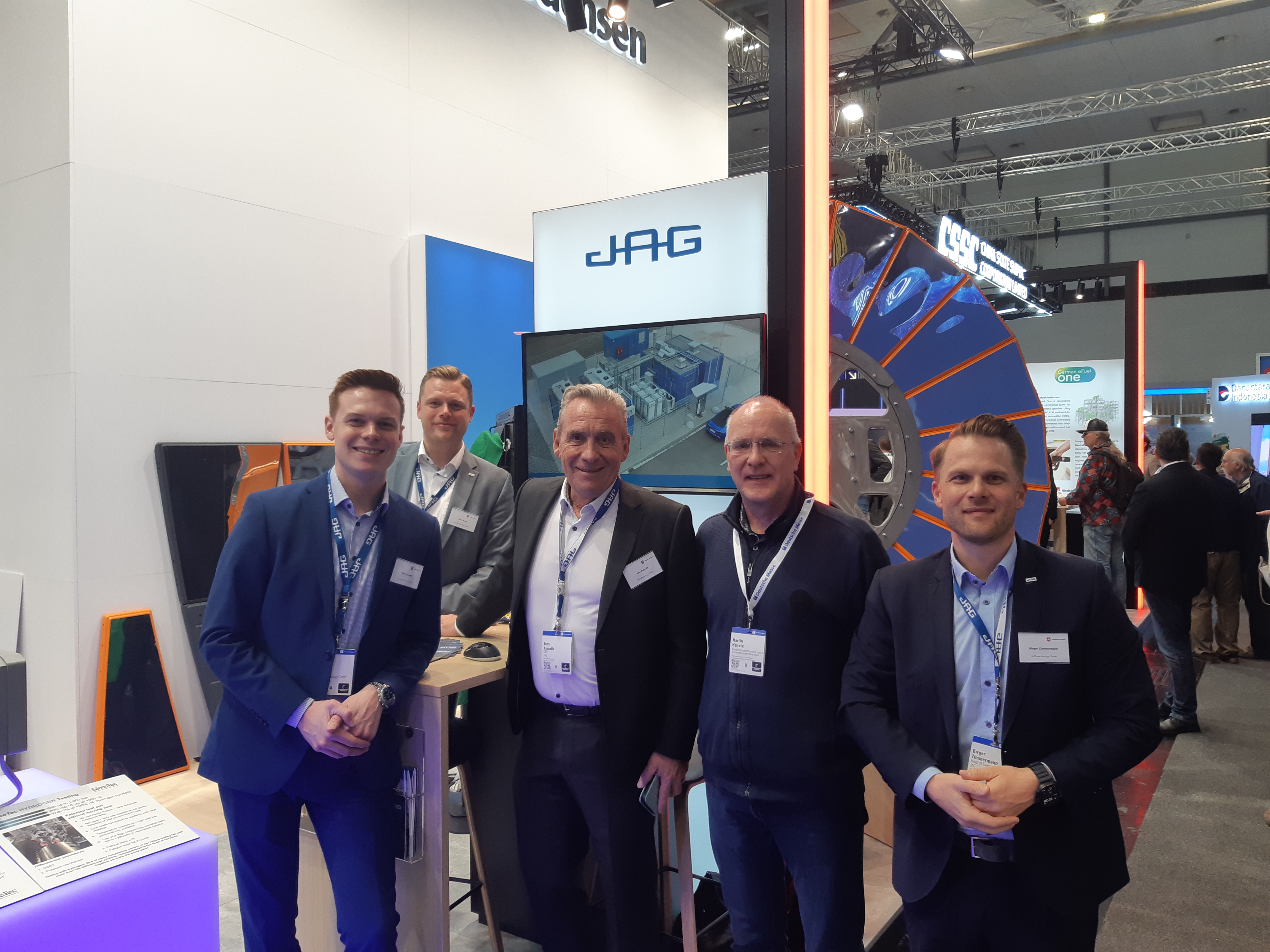 Wasserstoffnetzwerk Leine-Weser auf der HannoverMesse mit Mika Asmuth, Jens Asmuth, Birger Zimmermann von der Firma Ja-Gastechnology aus Burgwedel und Martin Hellwig (H2LW)