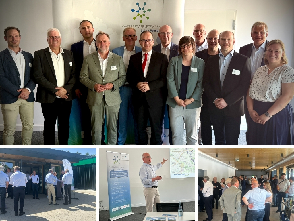 Wasserstoffforum Leine-Weser: Grant Hendrik Tonne, Detlev Kohlmeier, Ottmar von Holz, Dr. Mirko Hoppe, Landräte der Region Leine-Weser, Geschäftsstelle des Wasserstoffnetzwerk Leine-Weser